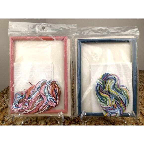 2 Golden Bee Counted Cross Stitch Kits w/Frame CLOVER BEDTIME & PERIWINKLE BUNNY - Picture 2 of 14